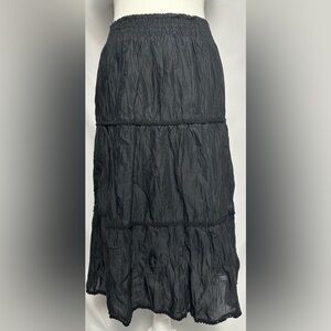 DELLA SPIGA 100% Cotton Black Tiered Boho Festival Midi Skirt Size XS